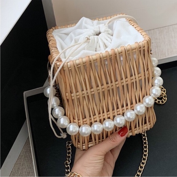 NEW 2-Way Small Rattan Drawstring Bag - Picture 4 of 6